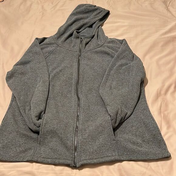 Athletic works szXXL grey fleece lined zip front hoodie with pockets GUC - Picture 2 of 9